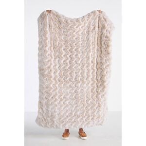 Anthropologie Faux Fur Blanket Luxe Sophie Throw Pearl OEKO-TEX Heavy 50x70